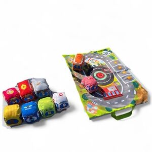 9 Cute Plush Vehicle Cars W/ Carry On Playmat Baby Toddler Preschool Learning
